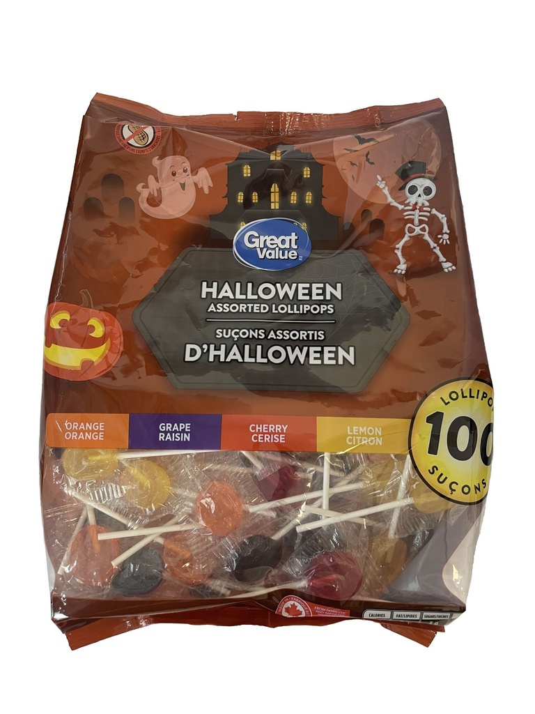 Great Value d'Halloween 100 Unités Suçons Assortis