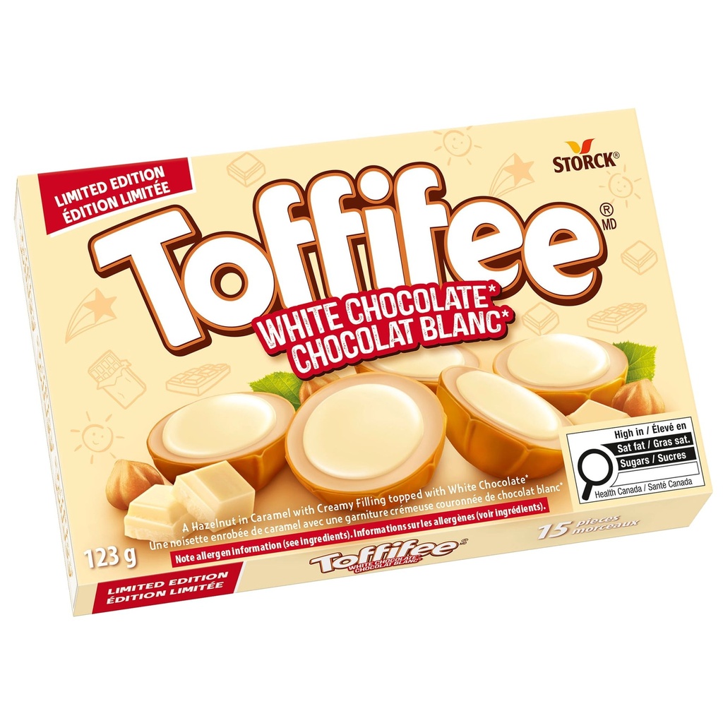 Noisette Toffifee® Enrobée de Caramel avec une Garniture  Crémeuse couronnée de Chocolat Blanc