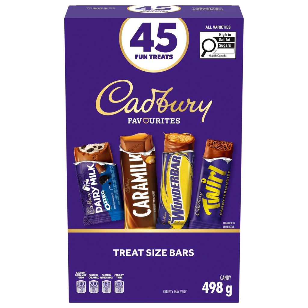 Cadbury Friandises à saveur de chocolat assorties en format collation 45un