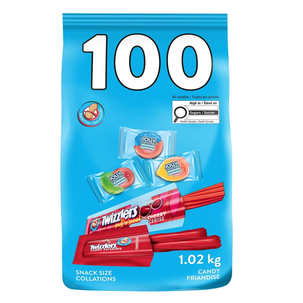 Friandises assorties de Hershey sans arachides  100 unités, Friandises enveloppées individuellement pour offrir lors du porte-à-porte à l'Halloween, 1.02 kg