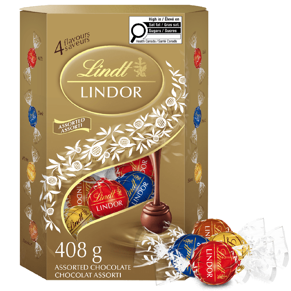 Truffes LINDOR assorties au chocolat de Lindt Cornet (408g)