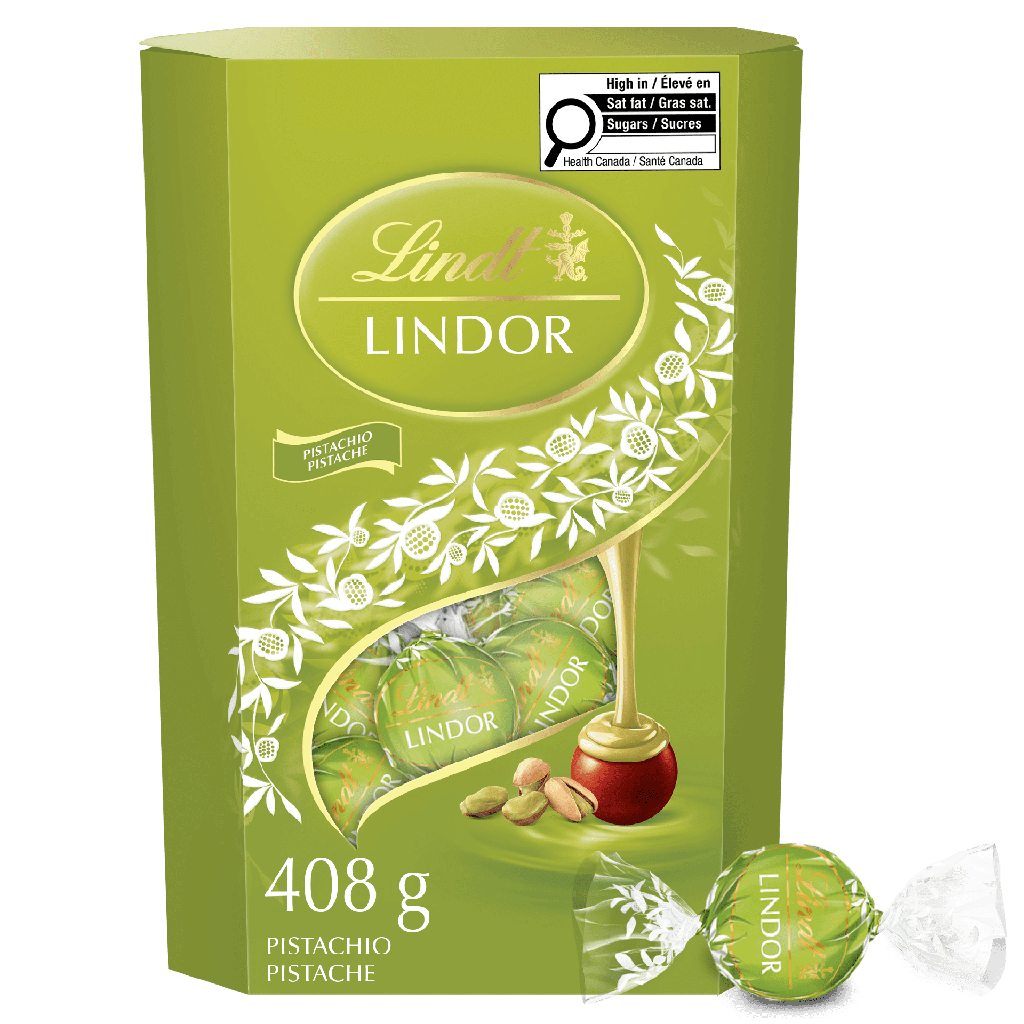 Lindt LINDOR Cornet de truffes au chocolat au lait et à la pistache, 408 g