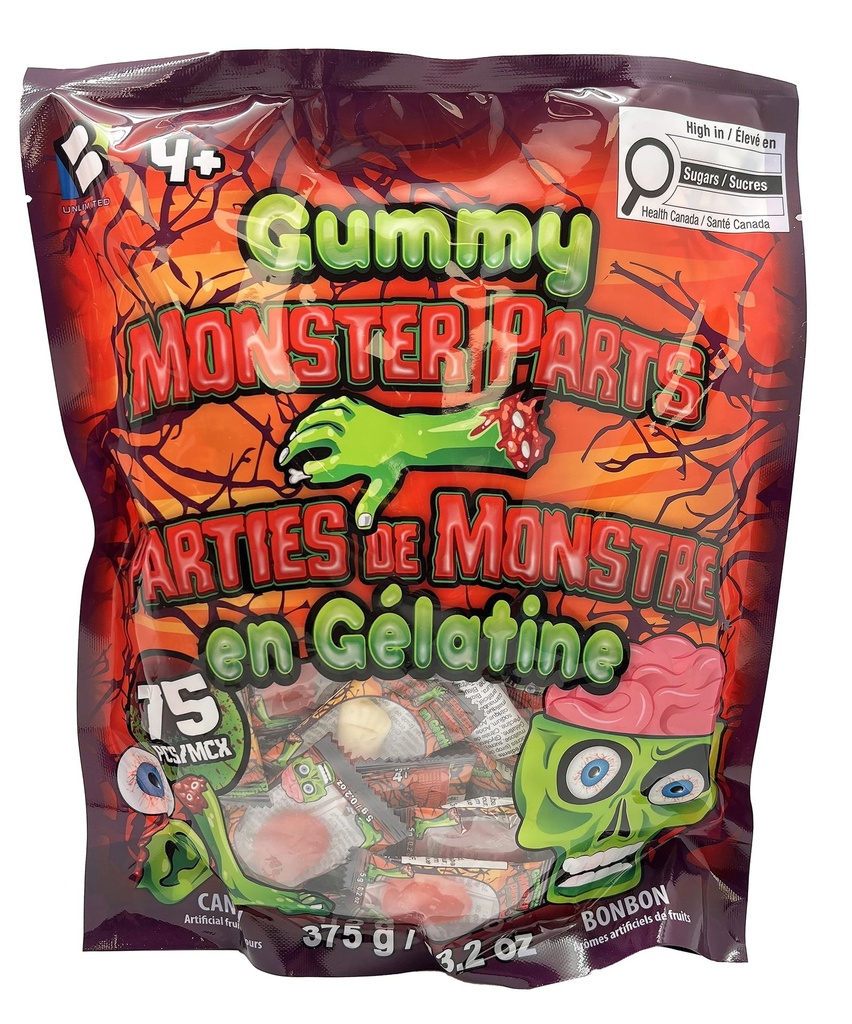 Parties de Monstre en Gélatine Sac Autoportant 75 Unités