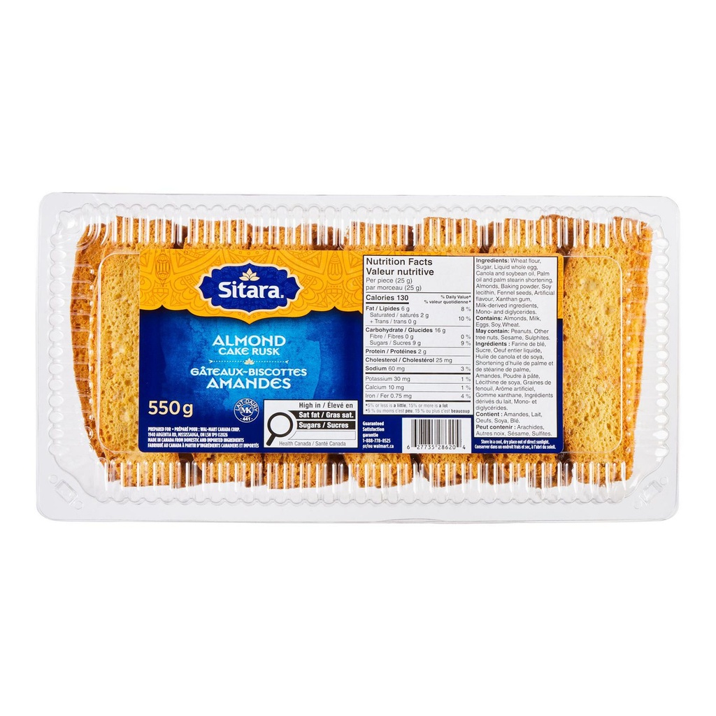 Gâteaux-biscottes aux amandes Sitara, 550 g