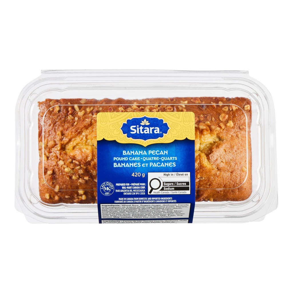 Quatre-quarts aux bananes et aux pacanes Sitara, 420 g