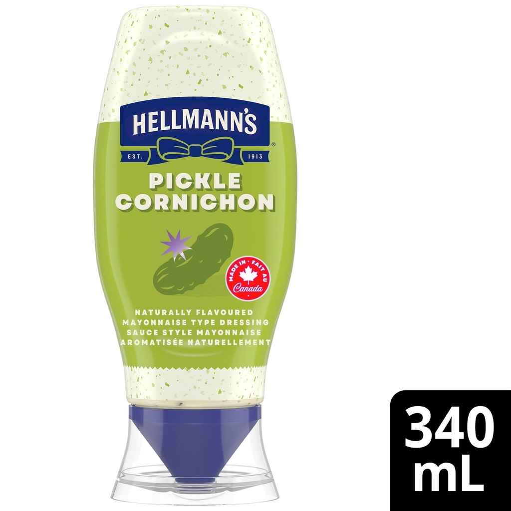 Hellmann's Mayo saveur cornichon à l'aneth, condiment crémeux et acidulé, 340 ml