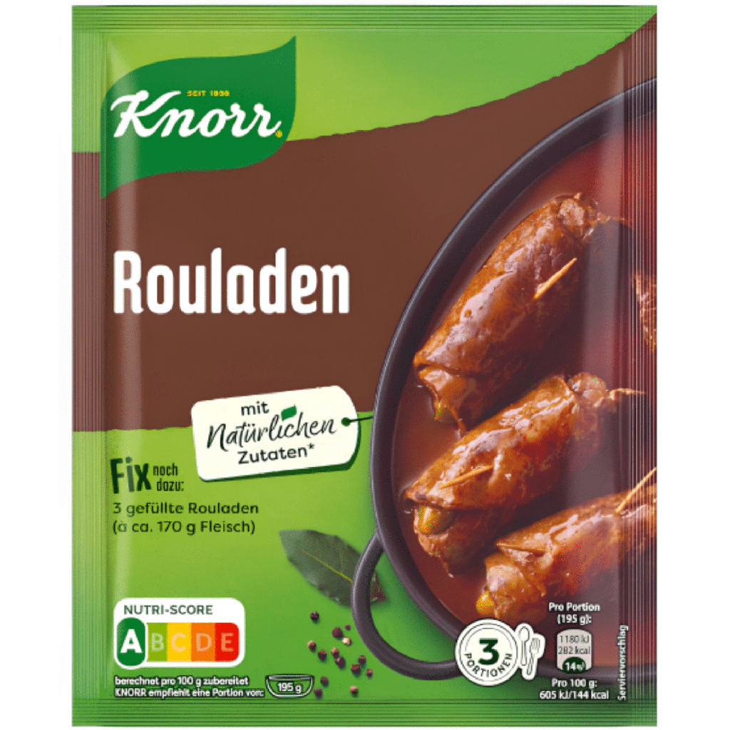 Knorr Mélange à Sauce Rouladen en Poudre, In Sachet, 34 g – Sans Noix, Sans Produits Laitiers