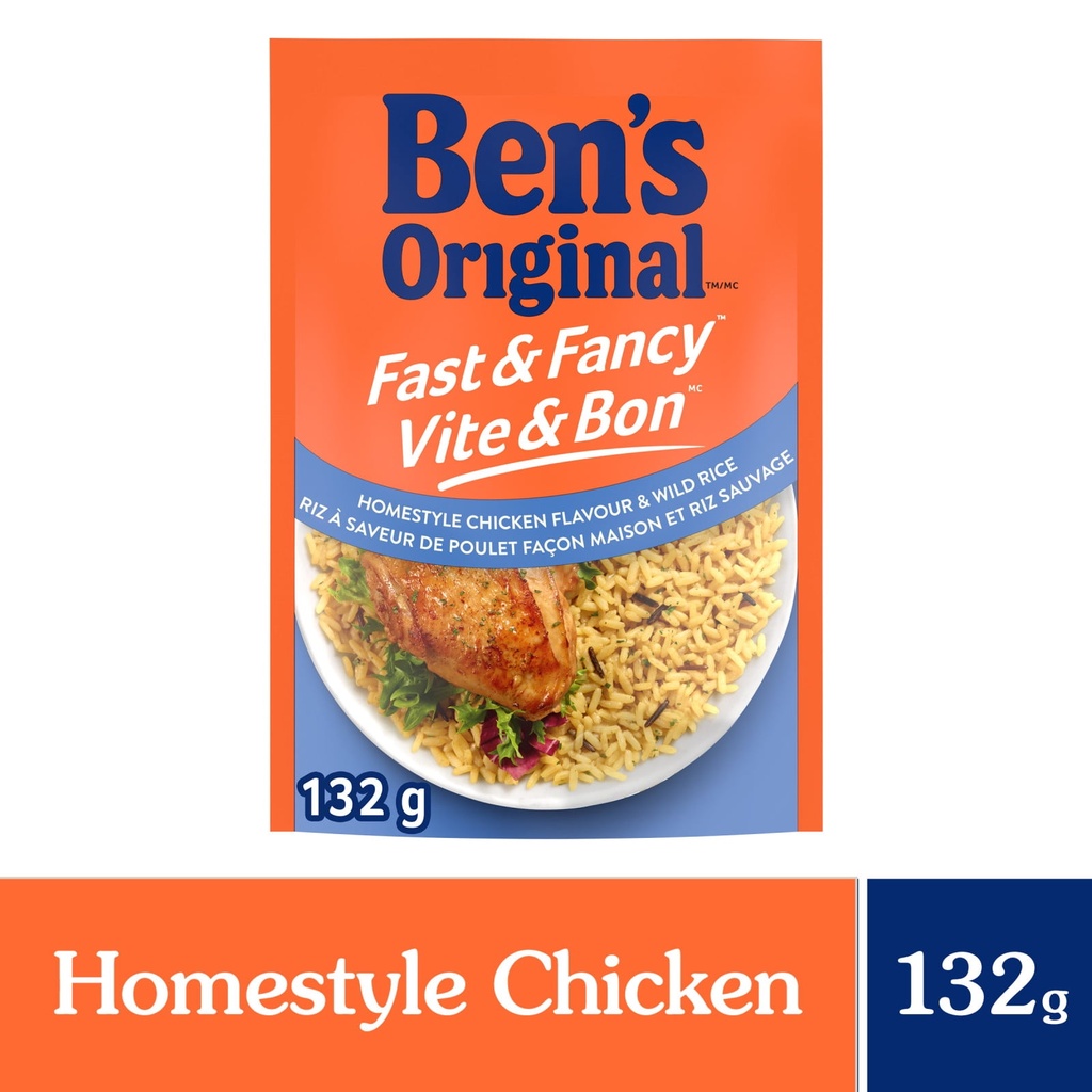 BEN'S ORIGINAL VITE & BON poulet façon maison riz d'accompagnement, sachet de 132 g