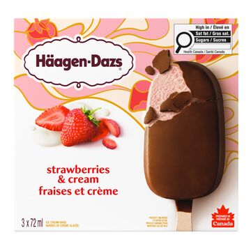 Häagen-Dazs Barres de crème glacée à saveur de fraises et crème