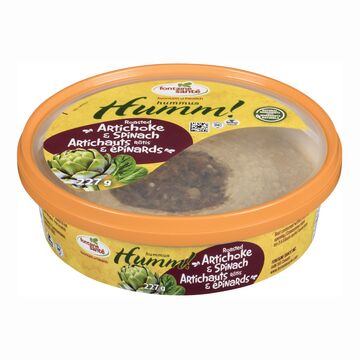 Fontaine Santé Hummus avec artichauts rôtis et épinards