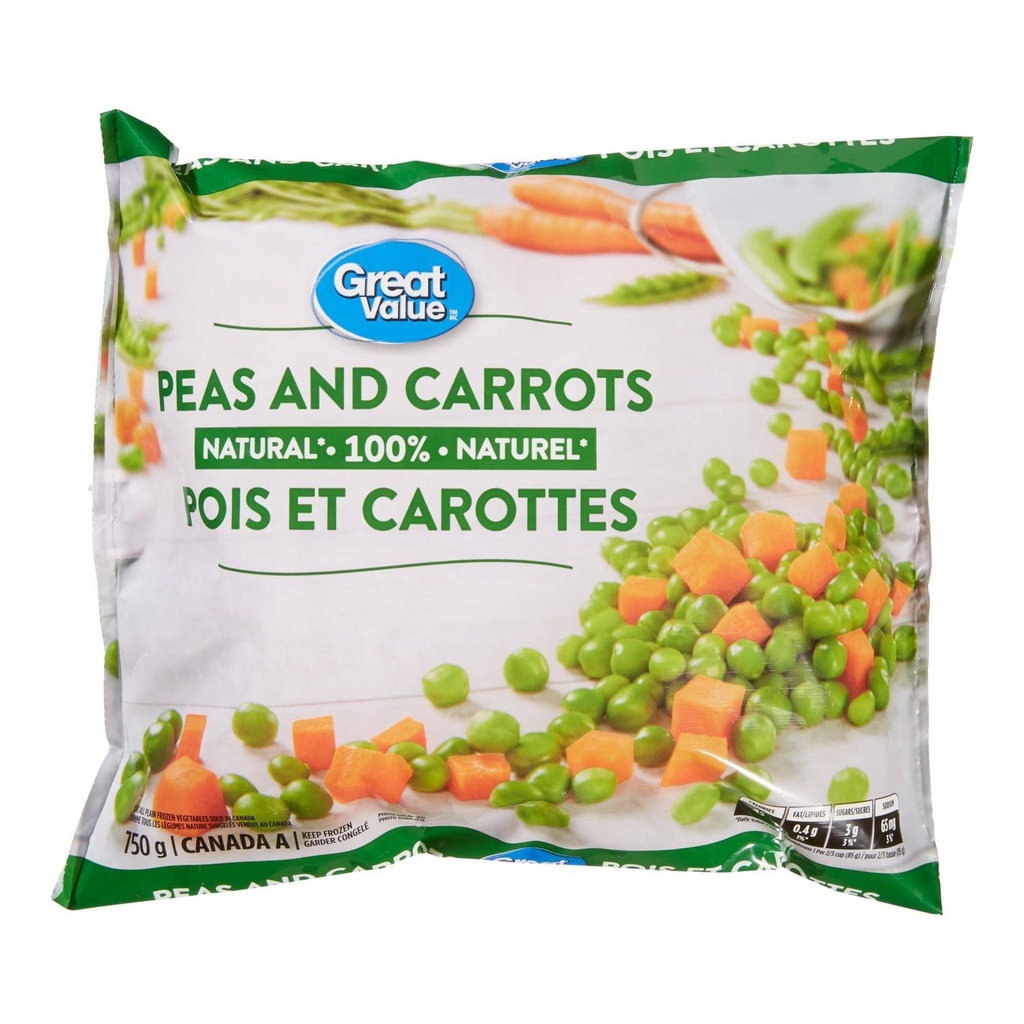 Great Value Mélange de pois et de carottes surgelés 750g