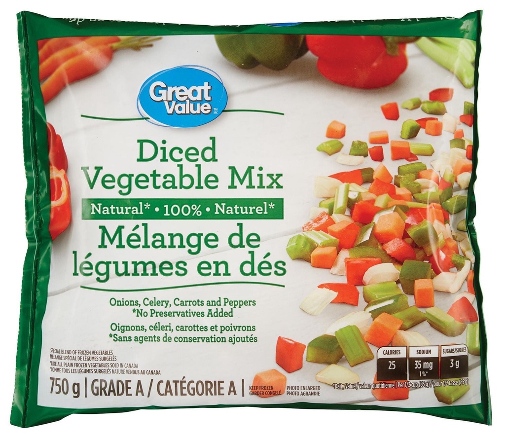 Great Value Mélange de légumes en dés surgelés 750g