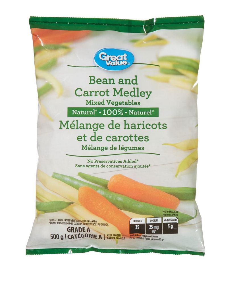 Mélange de haricots et de carottes Great Value 500 g