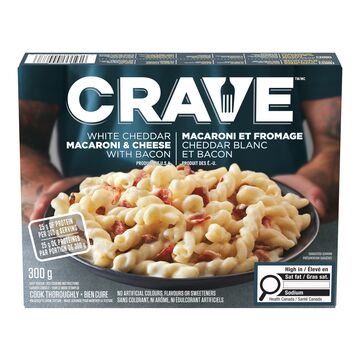 Crave Macaroni et fromage cheddar blanc et bacon surgelé