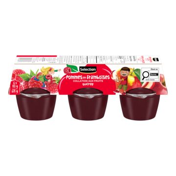 Selection Collations de compote de pommes et framboises sucrées