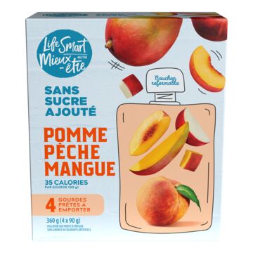 Mieux-Être Pochettes de compote de pommes, pêches et mangues
