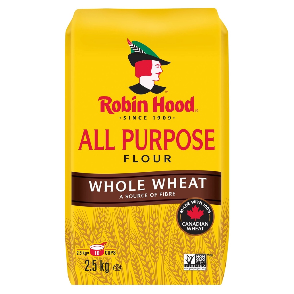 Farine de blé entier tout usage Robin Hood, faite à 100 % de blé canadien, 2,5 kg