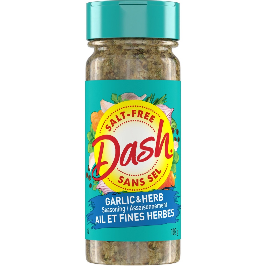 Mélange D'Assaisonnement Mrs. Dash Sans Sel À L'Ail Et Fines Herbes. Plus de 20 épices mélangées.