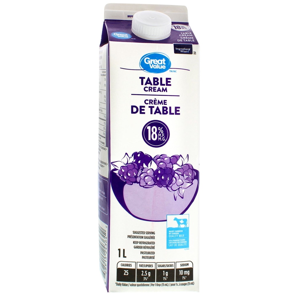 Great Value Crème de Table