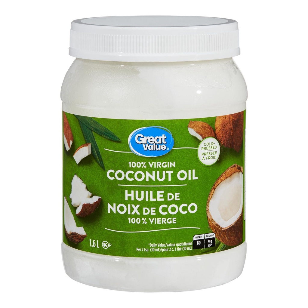 Great Value Huile de Noix de Coco 100 % Vierge