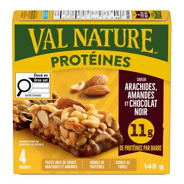 Val Nature Barres tendres granola aux arachides, amandes et chocolat noir