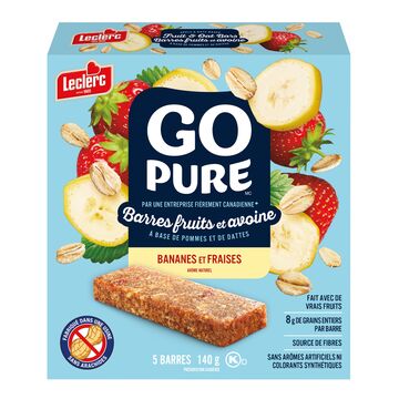 Leclerc Barres de fruits et avoine aux bananes et fraises