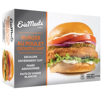Erie Meats - Burger de poulet croustillant entièrement cuit, 2 × 1,5 kg