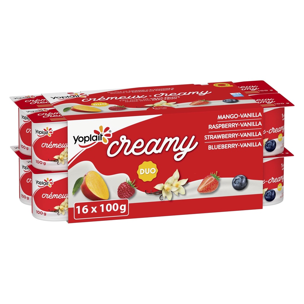 Yoplait Crémeux 1 % Yogourt Traditionnel Lisse en Coupes Assortiment, 16x100g
