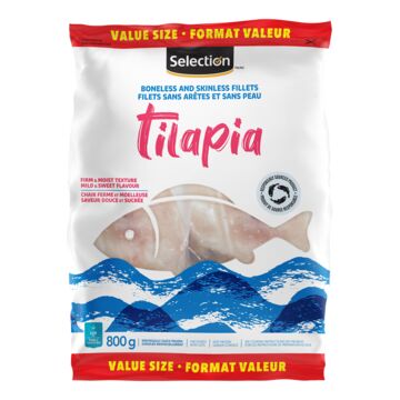 Selection Tilapia désarêtés sans peau surgelés