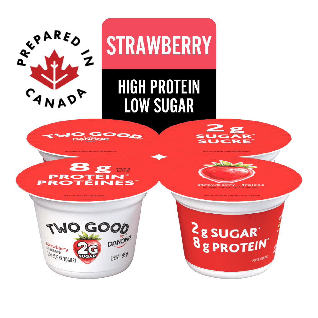 Two Good Yogourt Faible en Sucre, Fraise, 4x95g