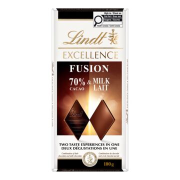 Lindt Barre de chocolat noir et de chocolat au lait à 70 % de cacao