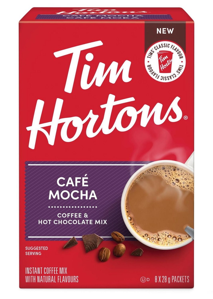 Mélange pour café moka Tim Hortons instantané en sachets pratiques et faciles à Préparer, 8 unités