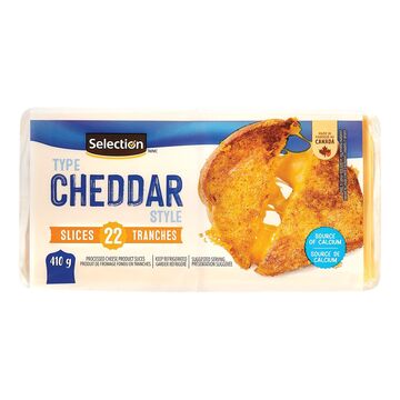 Selection Tranches de produit de fromage fondu style cheddar