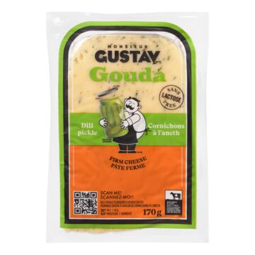 Monsieur Gustav Fromage gouda sans lactose à saveur de cornichons à l'aneth