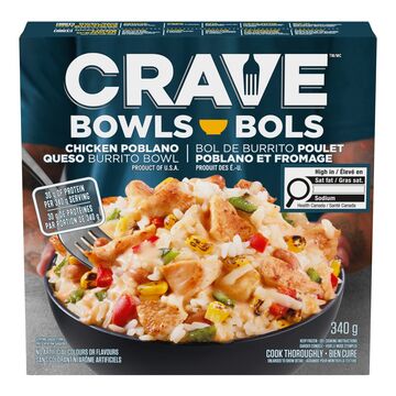 Crave Bol de burrito poulet poblano et fromage surgelé