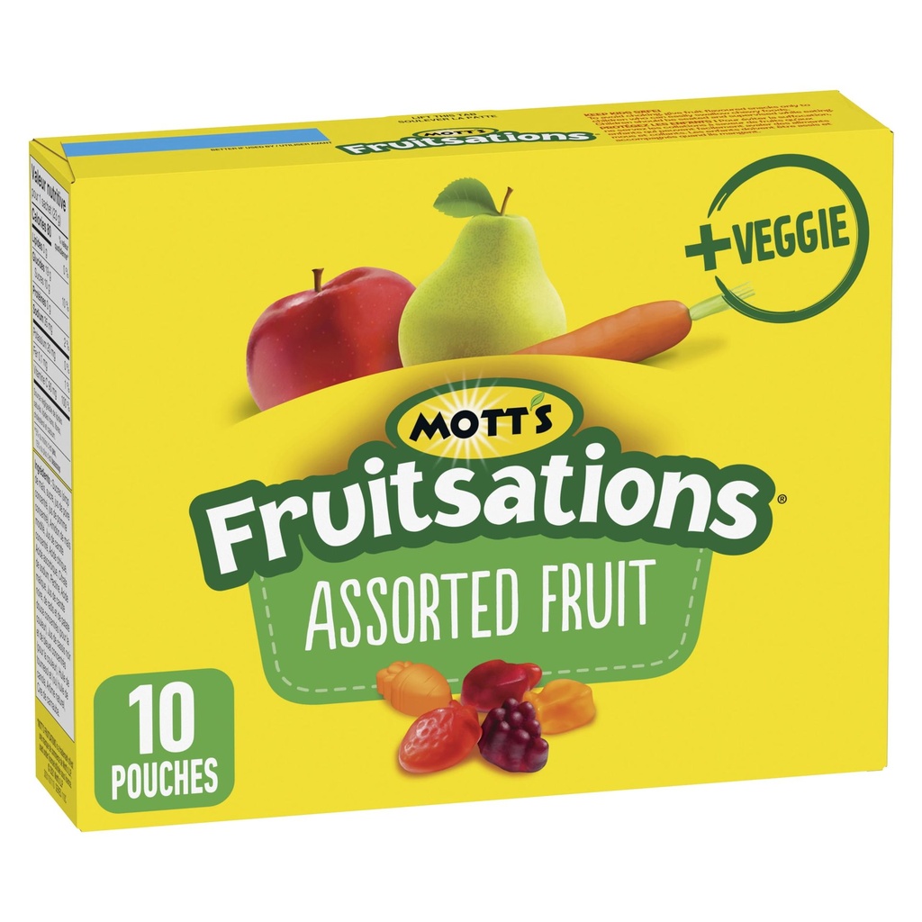 Fruitsations de Mott's Mott's Fruitsations Collations aux Saveurs de Fruits, Fruits Assortis, Sans Gluten, Collations pour Enfants Boîte de 10 Sachets