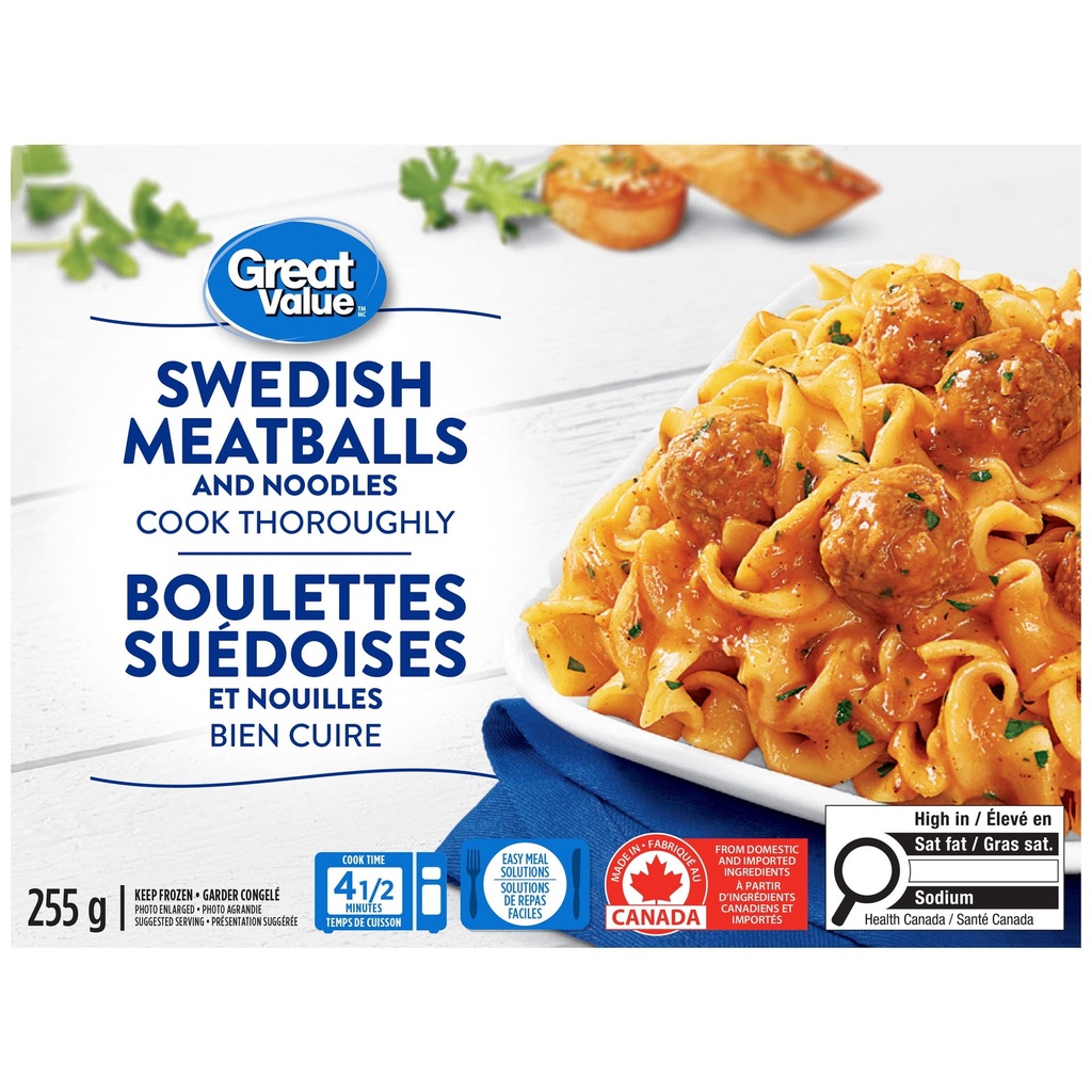 Boulettes suédoises et nouilles Great Value 255 g