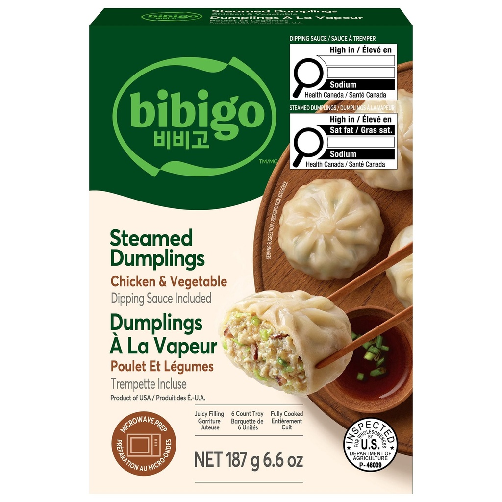 Boulettes vapeur de poulet et légumes bibigo 187GR