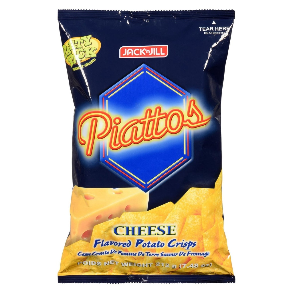 Jack N' Jill Chips de pommes de terre aromatisées au fromage Jack 'n Jill Piattos, paquet de fête 212 g