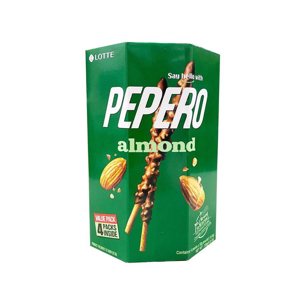 Lotte Pepero - Bâtonnets de biscuits, format familial - Amande 128 g