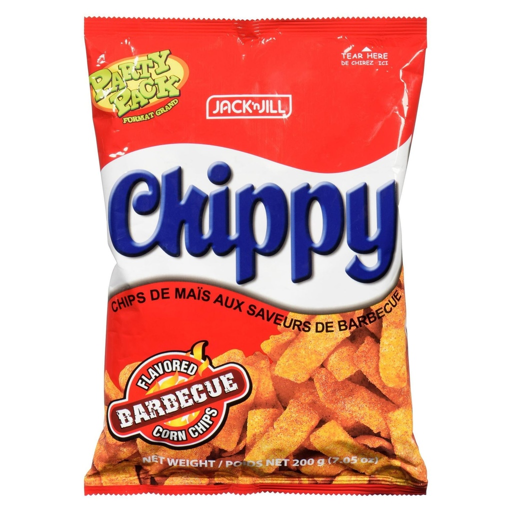 Jack et Jill Chips de maïs aromatisées au barbecue Jack & Jill Chippy, paquet de fête, 200 g par sachet