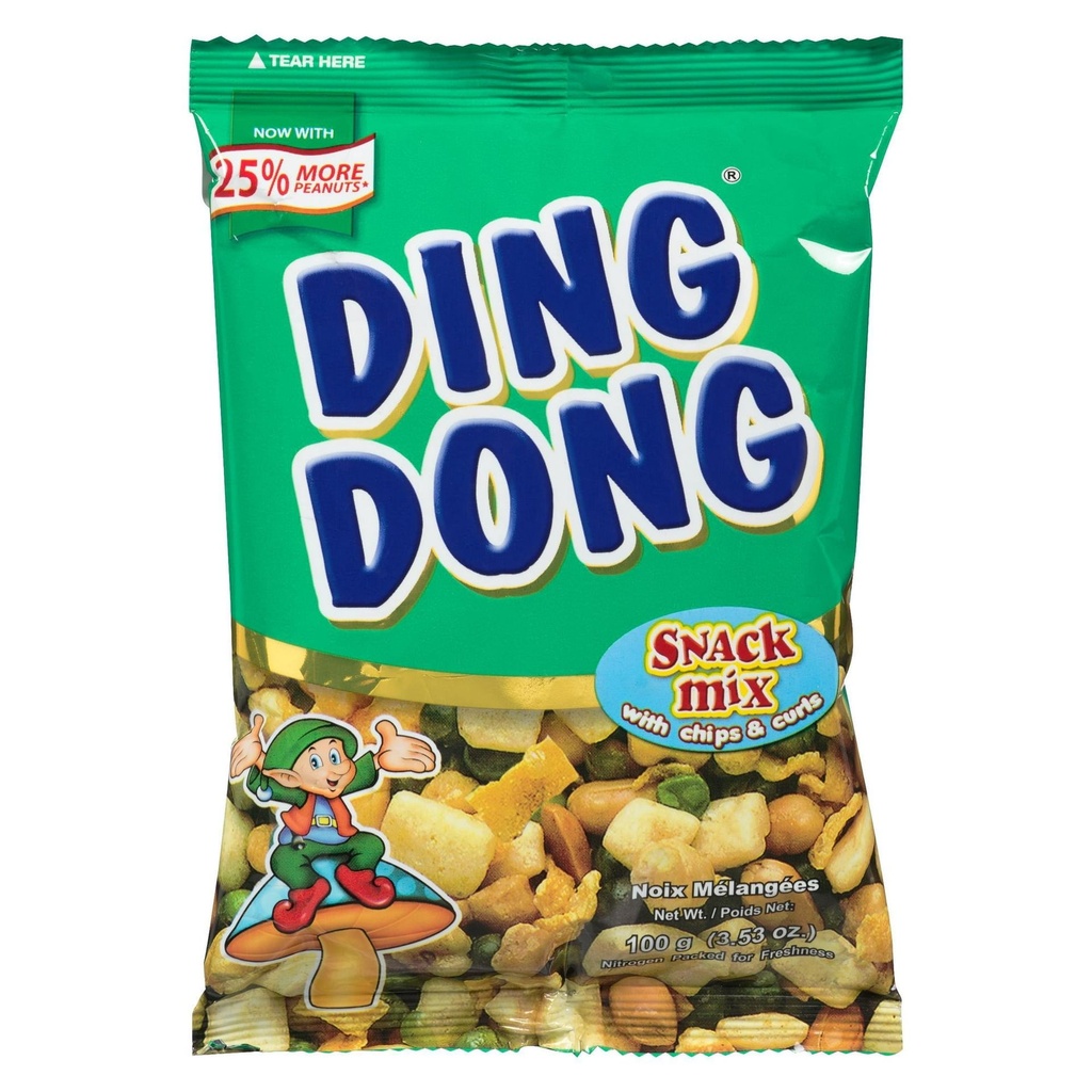 Mélange de collations Ding Dong avec chips et boucles 100 g par sachet, mélange de noix, de haricots et de chips