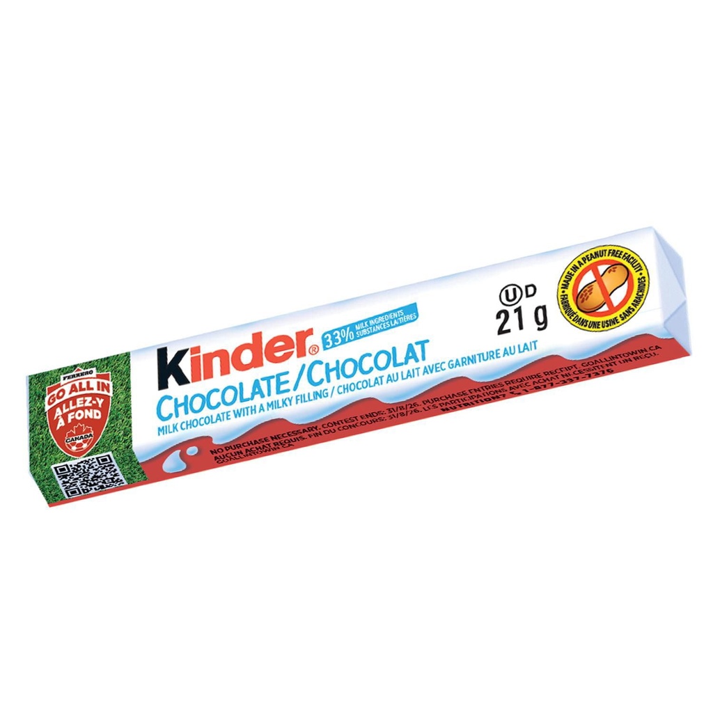 KINDER CHOCOLATE/CHOCOLAT, barre de chocolat au lait avec une garniture au lait