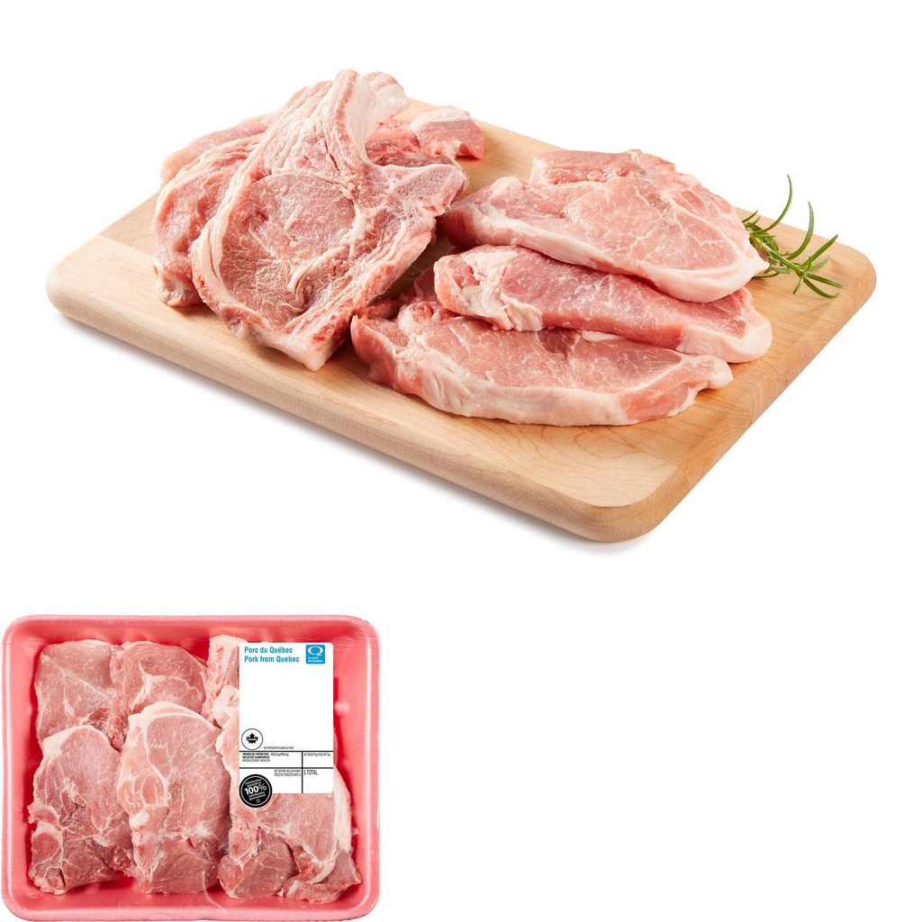 Greenfield Côtelettes de Longe de Porc Centre & Bouts de Côtes avec os, 6 côtelettes, 0.95 - 1.40 KG