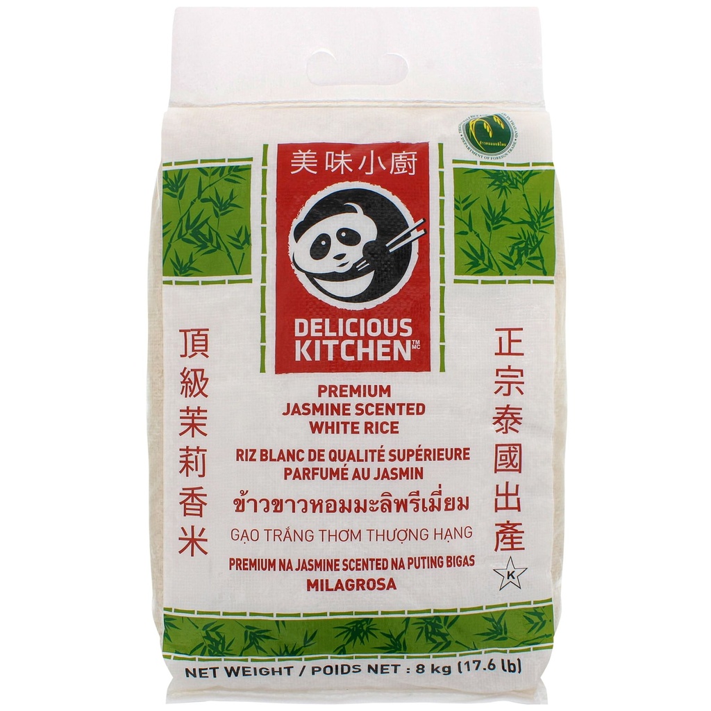 Delicious Kitchen Riz Blanc de Qualité Supérieure Parfumé au Jasmin 8kg