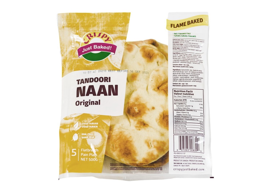 Naan tandoori original cuit sur pierre au style traditionnel de Crispy