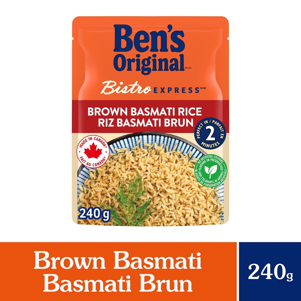 BEN'S ORIGINAL BISTRO EXPRESS riz basmati brun, riz complet et d'accompagnement, sachet de 240 g