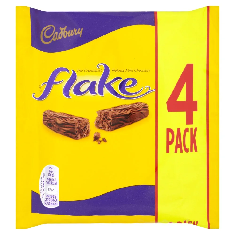 Cadbury Flake Barres de Chocolat au Lait Lot de 4