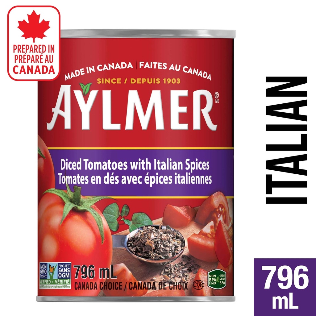 AYLMER TOMATOES Aylmer Tomates en dés avec Épices Italiennes