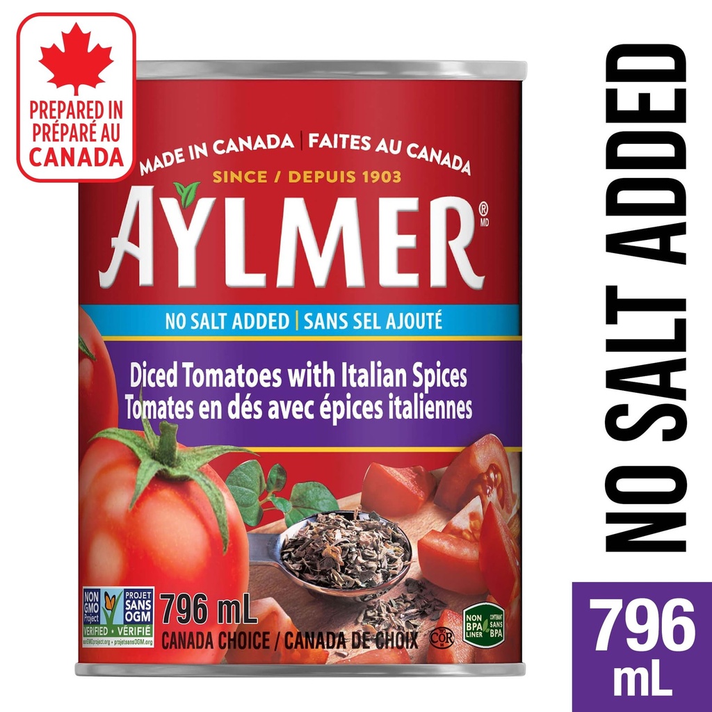 AYLMER TOMATOES Tomates Aylmer, Italiennes, sans sel ajouté
